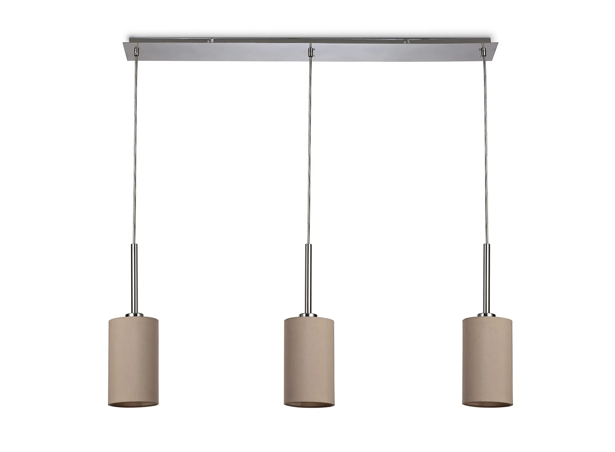 Baymont 12cm Shade 3 Light Pendant Polished Chrome, Nude Beige/Moonlight DK0765  Deco Baymont CH NU